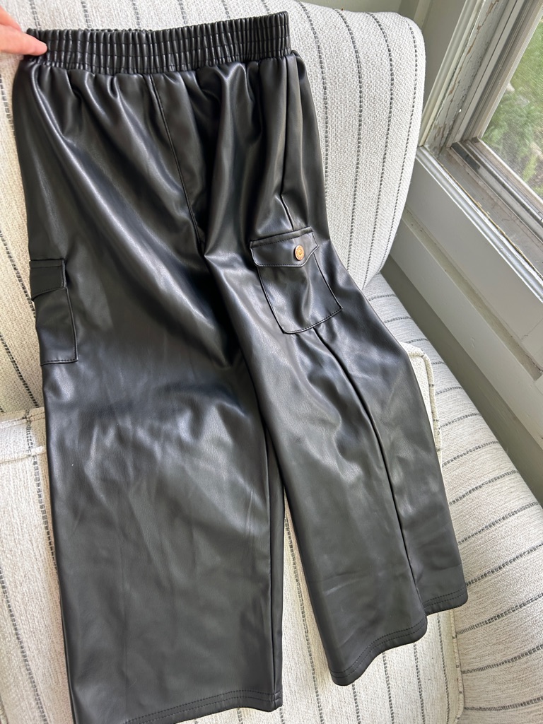 Vince Camuto Black Faux Leather Cargo Pants